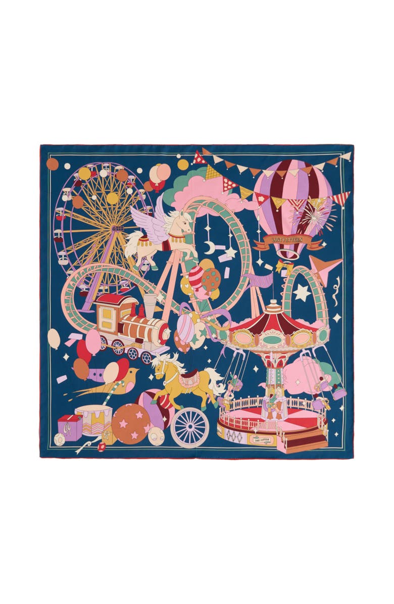 Lost Pattern "Pop Pony" Silk Twill Large Silk Scarf, Main, color, Midnight Blue