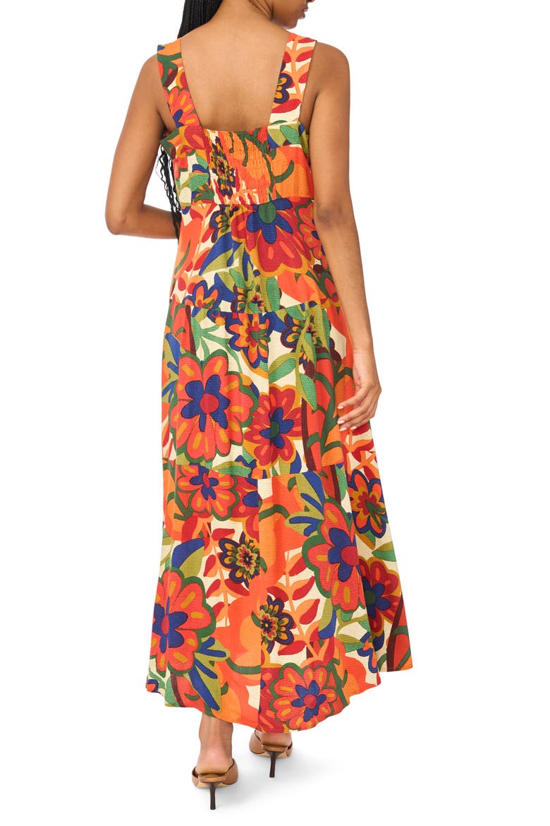 Floral Challis Tiered Maxi Dress, Alternate, color, HIBISCUS RED