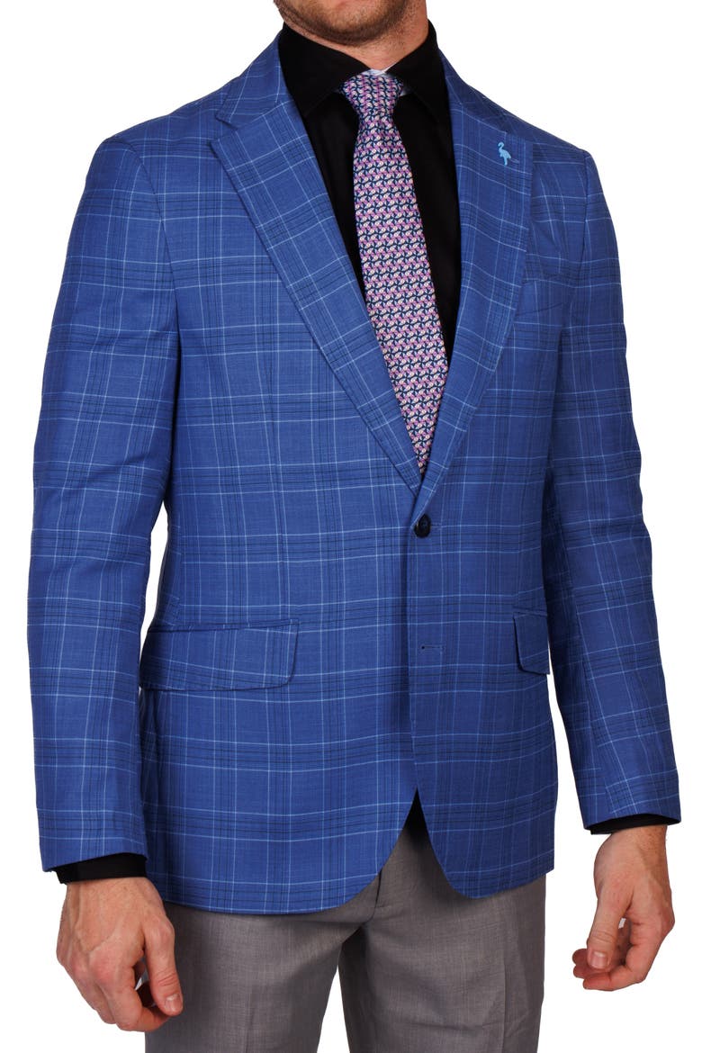Modern Fit Textured Shadow Plaid Sport Coat, Alternate, color, NAVY