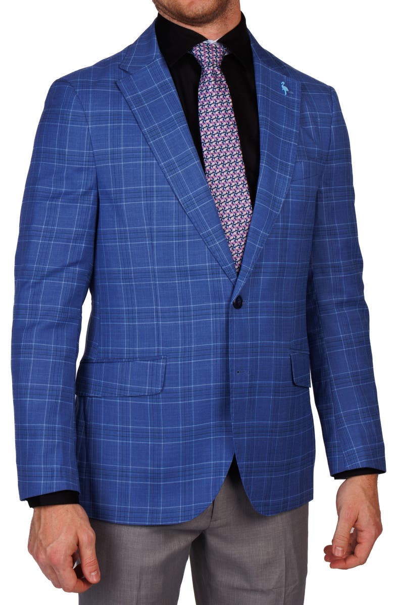 TailorByrd Modern Fit Textured Shadow Plaid Sport Coat, Alternate, color, Navy