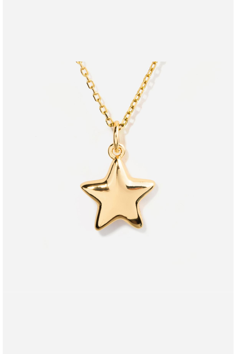 Puffy Star Charm Necklace, Main, color, Gold