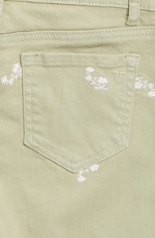 Tractr Kids' Embroidered Denim Bermuda Shorts In Green