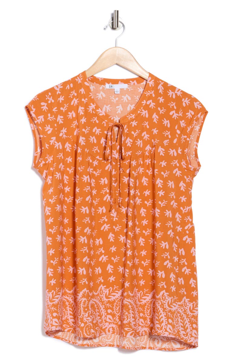 DR2 by Daniel Rainn Tie Neck Flounce Back Top, Alternate, color, 