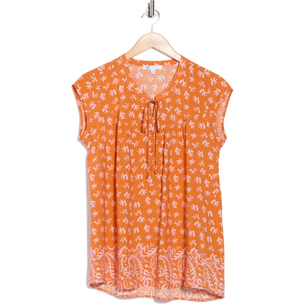 Dr2 By Daniel Rainn Tie Neck Flounce Back Top