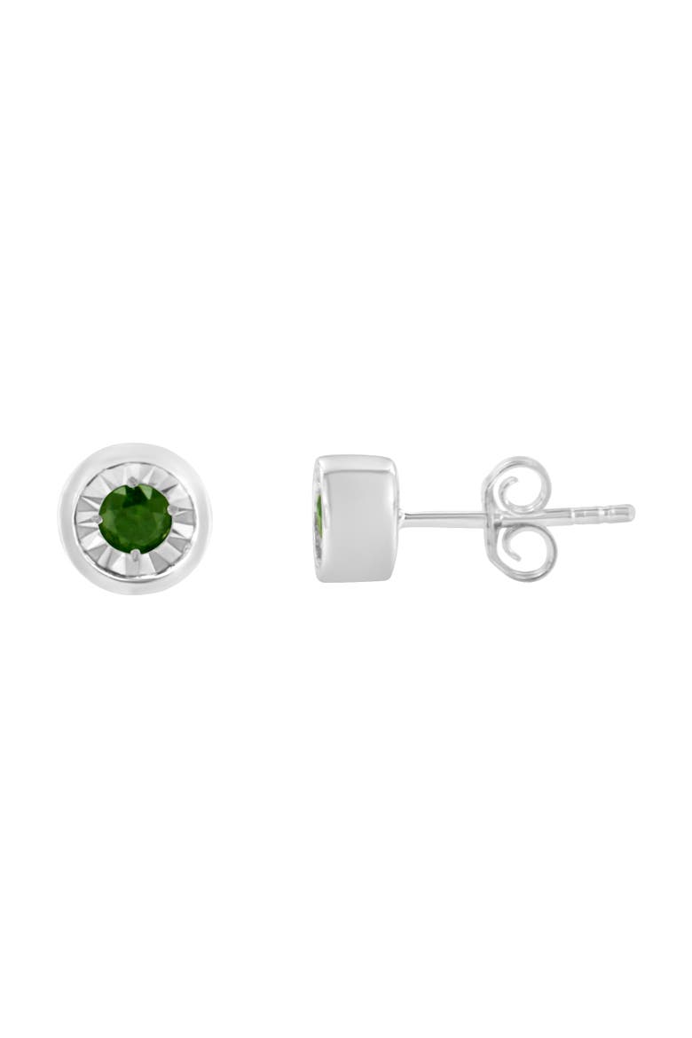 Silver 1/5 Ct Green Diamond Miracle- Stud Earrings, Alternate, color, White