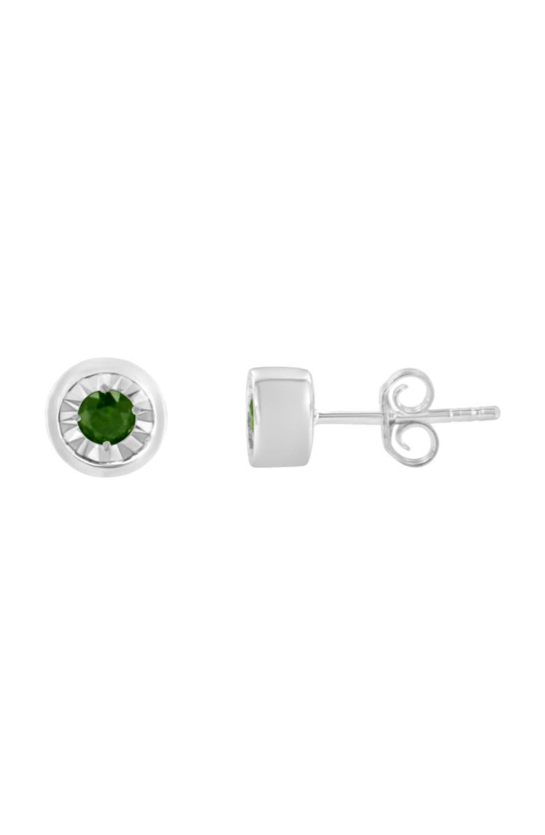 Haus of Brilliance Silver 1/5 Ct Green Diamond Miracle- Stud Earrings, Alternate, color, White