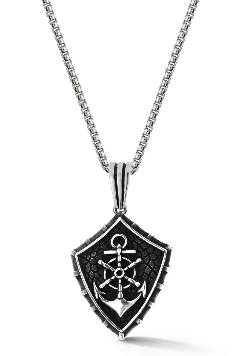 Sterling Silver Anchor Pendant Necklace, Main, color, SILVER