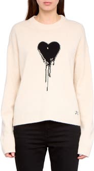 Zadig & Voltaire Markuz Embellished Heart Appliqué Cashmere Crewneck Sweater