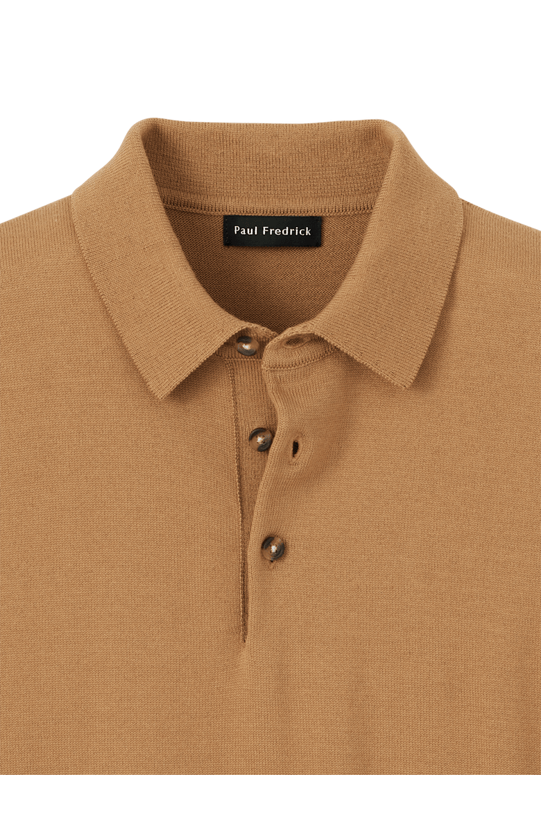 Paul Fredrick Supima Cotton Three Button Polo, Alternate, color, Light Brown