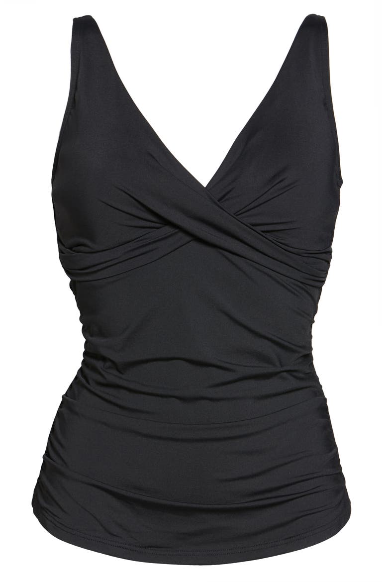 Cross Front Tankini Top, Alternate, color, BLACK