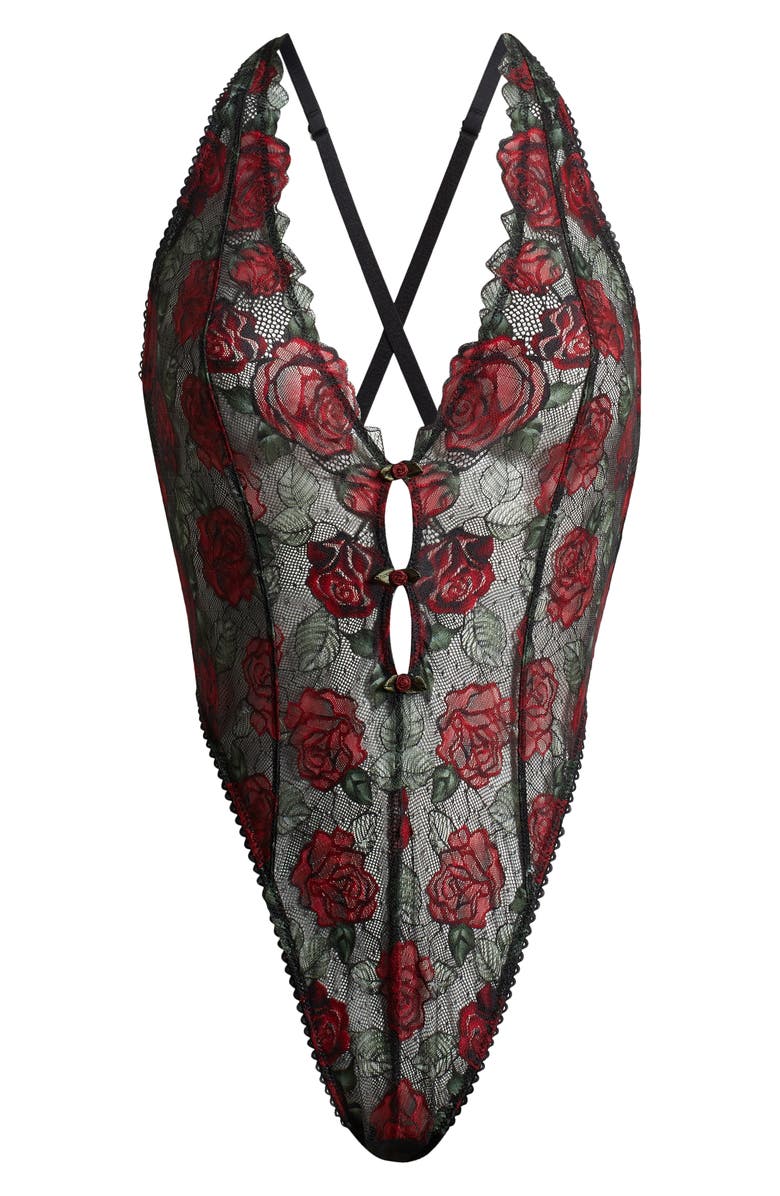 SAVAGE X FENTY Les Roses Lace Teddy, Alternate, color,