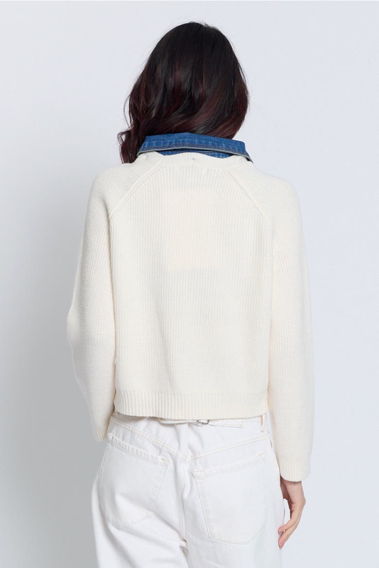 Nash Denim Collar Sweater, Alternate, color, Ivory