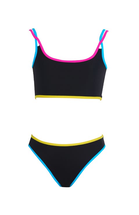 High-Impact Sporty Multi-Color Trimmed Two-Pice Bikini