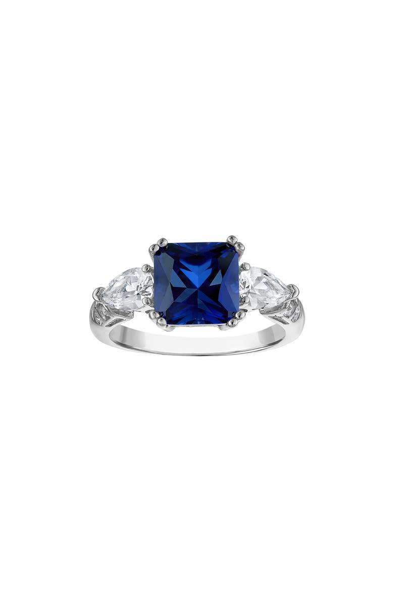 Cushion Cut Created Sapphire Ring, Main, color, BLUE/ SILVER