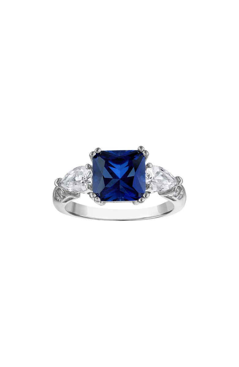 FZN Cushion Cut Created Sapphire Ring, Main, color, Blue/ Silver
