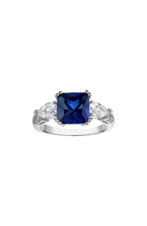 Cushion Cut Created Sapphire Ring