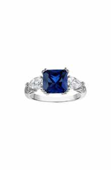 Cushion Cut Created Sapphire Ring
