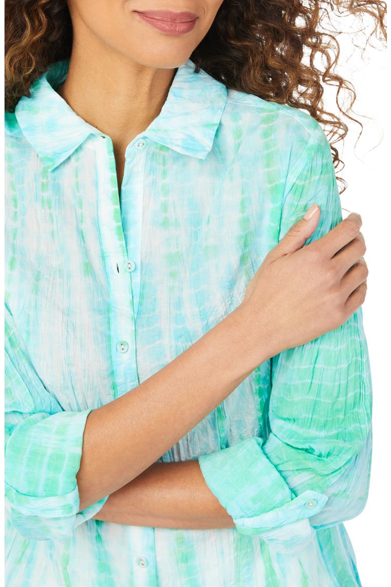 Zoey Crinkle Cotton Tie Dye Blouse, Alternate, color, TURQUOISE TIDE
