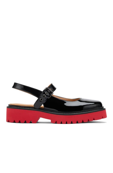Luna Leather Mary Jane Lug Slingbacks
