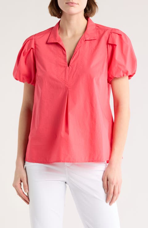 Oceana Puff Sleeve Cotton Poplin Top