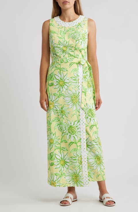 Fresia Lace Detail Stretch Cotton Maxi Dress