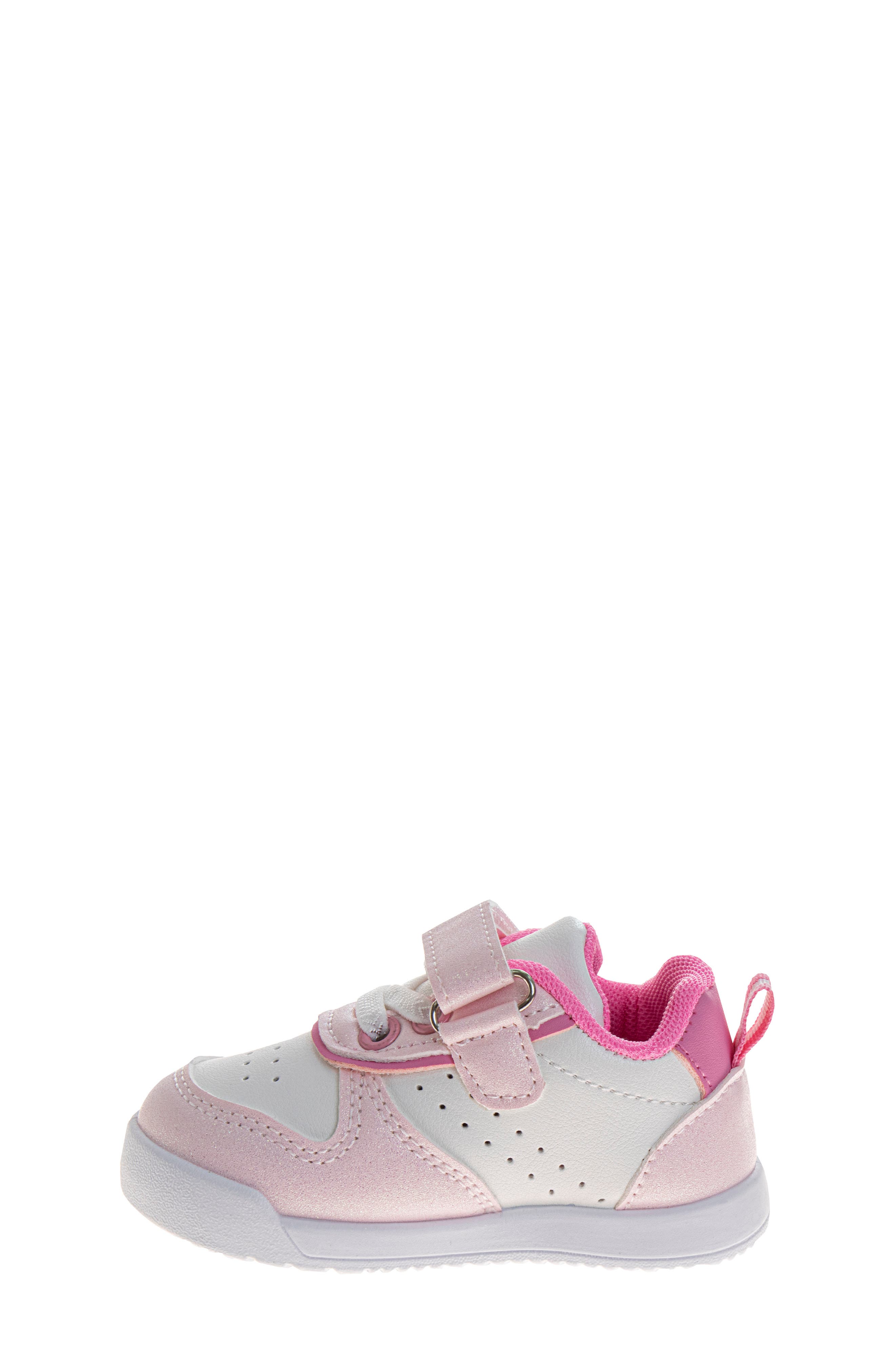JOSMO Kids' Metallic Low Top Sneaker, Alternate, color, White/Pink