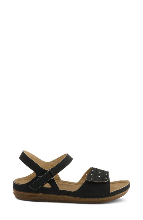 Flexus By Spring Step Perforated Wedge Sandal In Black