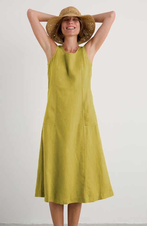 SEASALT CORNWALL SEASALT CORNWALL GRASS WAVE SLEEVELESS LINEN MIDI DRESS