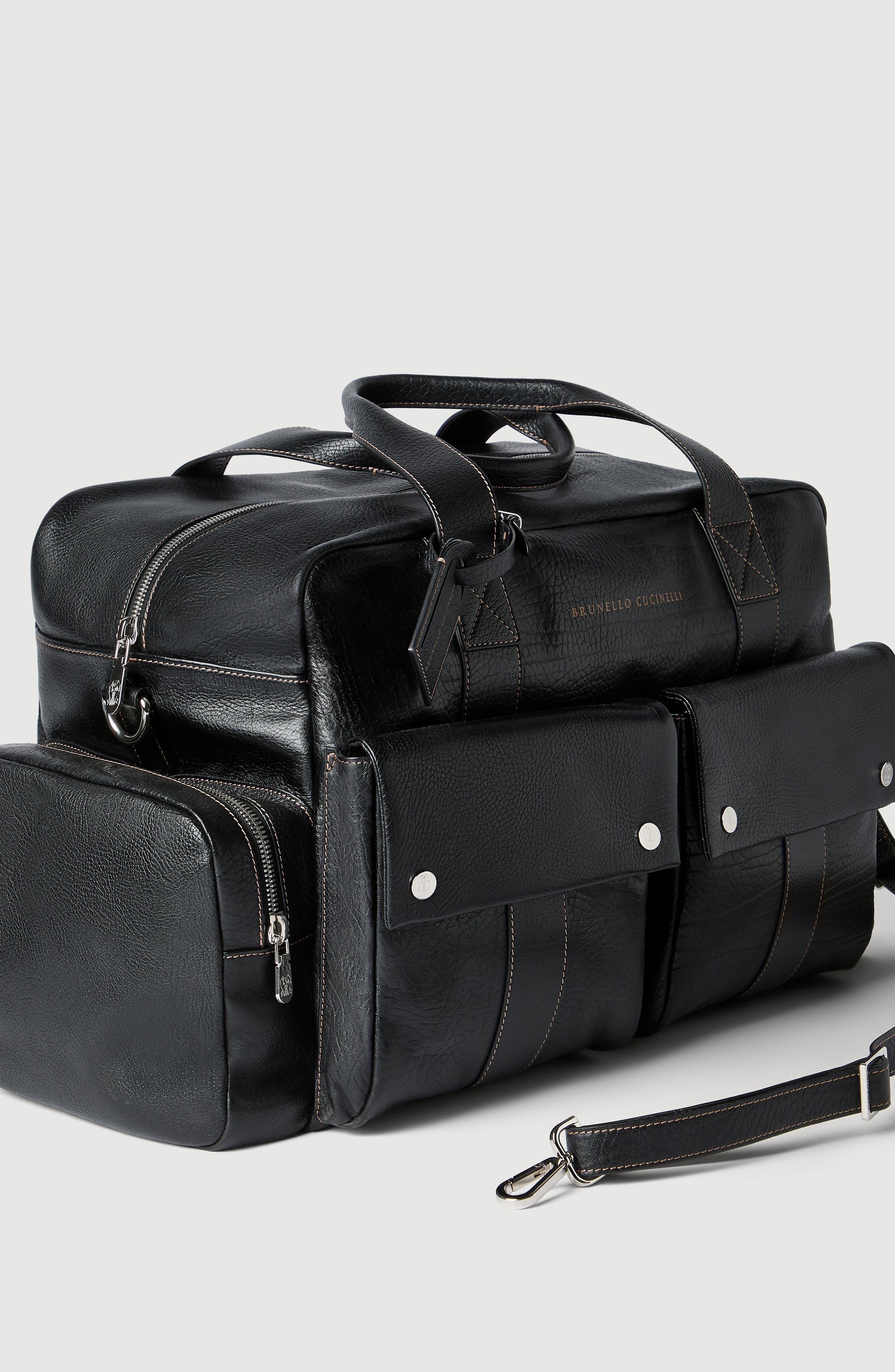 Grained calfskin leisure bag, Alternate, color, Black