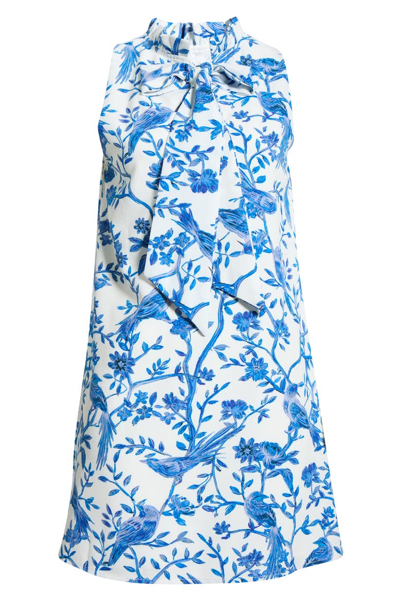 Ciela Floral Print Trapeze Minidress, Alternate, color, WHT-BLUES