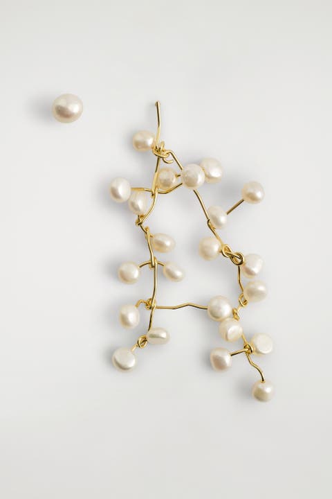 Asymmetric Cascading Freshwater Pearl Earrings