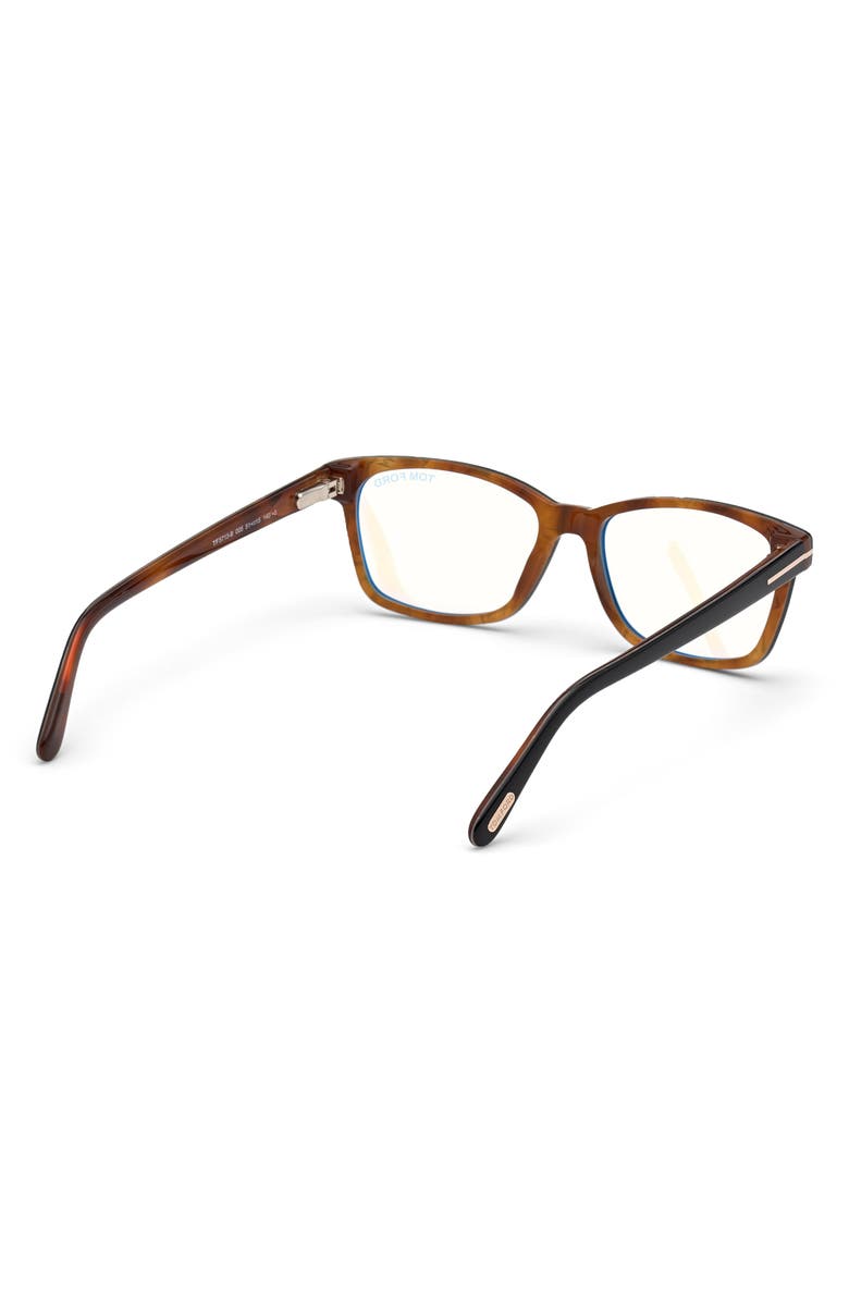 TOM FORD 53mm Rectangular Blue Light Blocking Optical Glasses, Alternate, color,