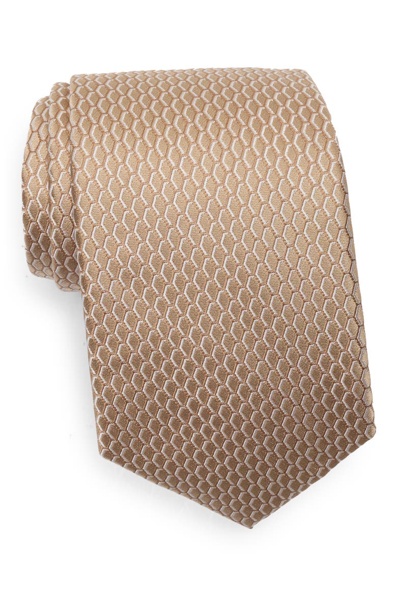Medina Neat Linen & Cotton Tie, Main, color, TAUPE