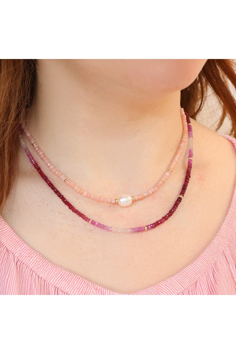 Ruby Ombre Bead Necklace, Alternate, color, Ruby