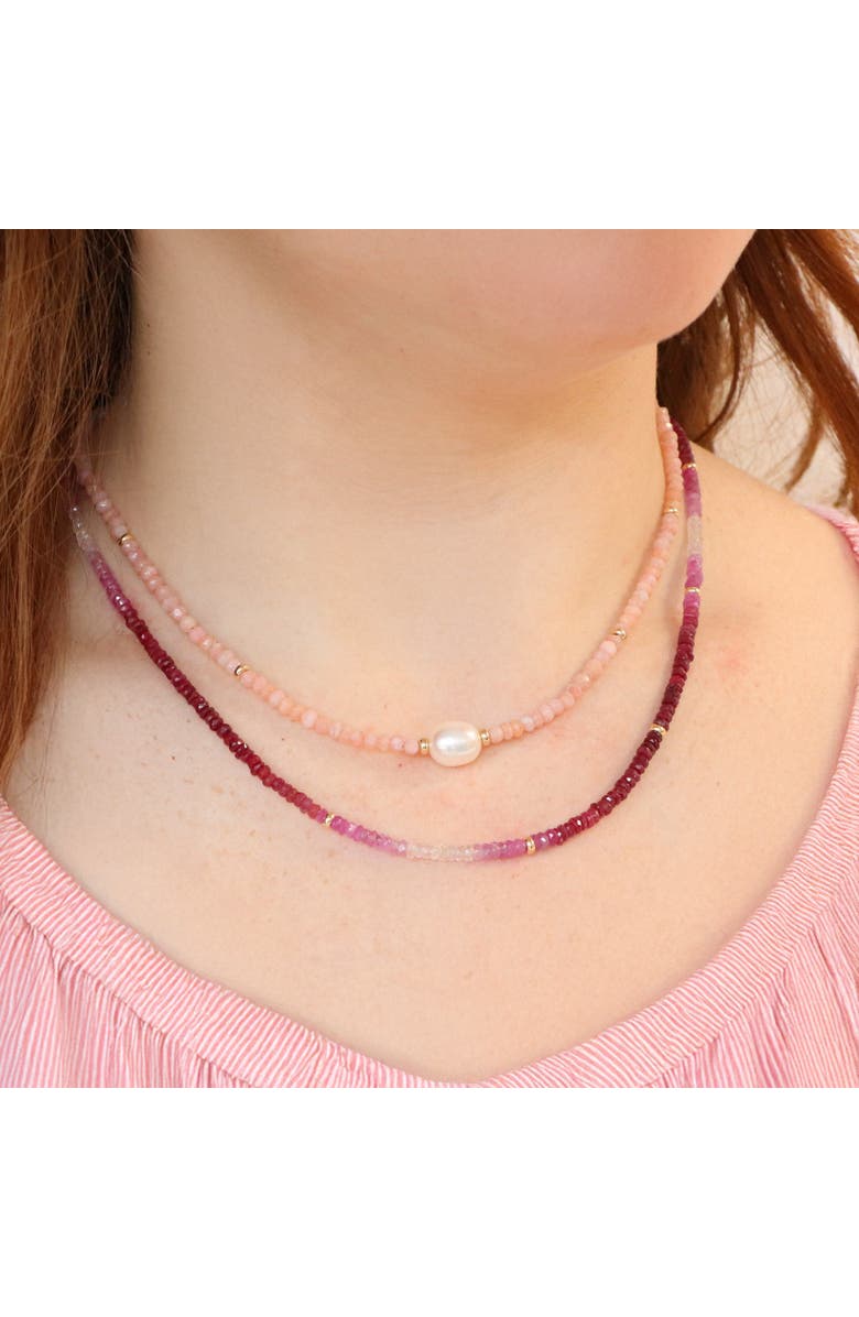The Lovery Fine Jewelry Ruby Ombre Bead Necklace, Alternate, color, Ruby