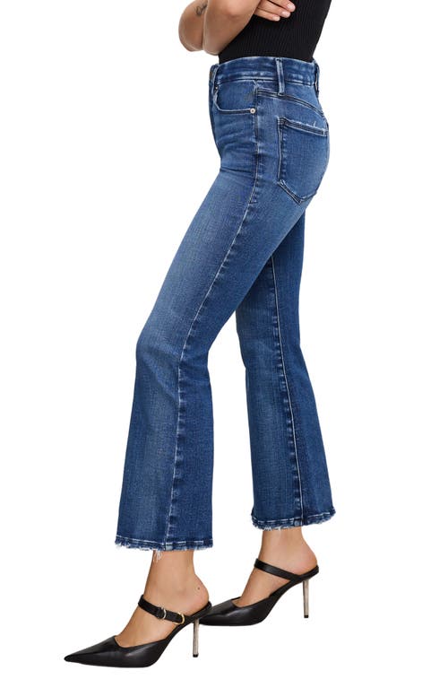 Good American Good Legs Soft-tech High Waist Distressed Crop Mini Bootcut Jeans In Indigo891