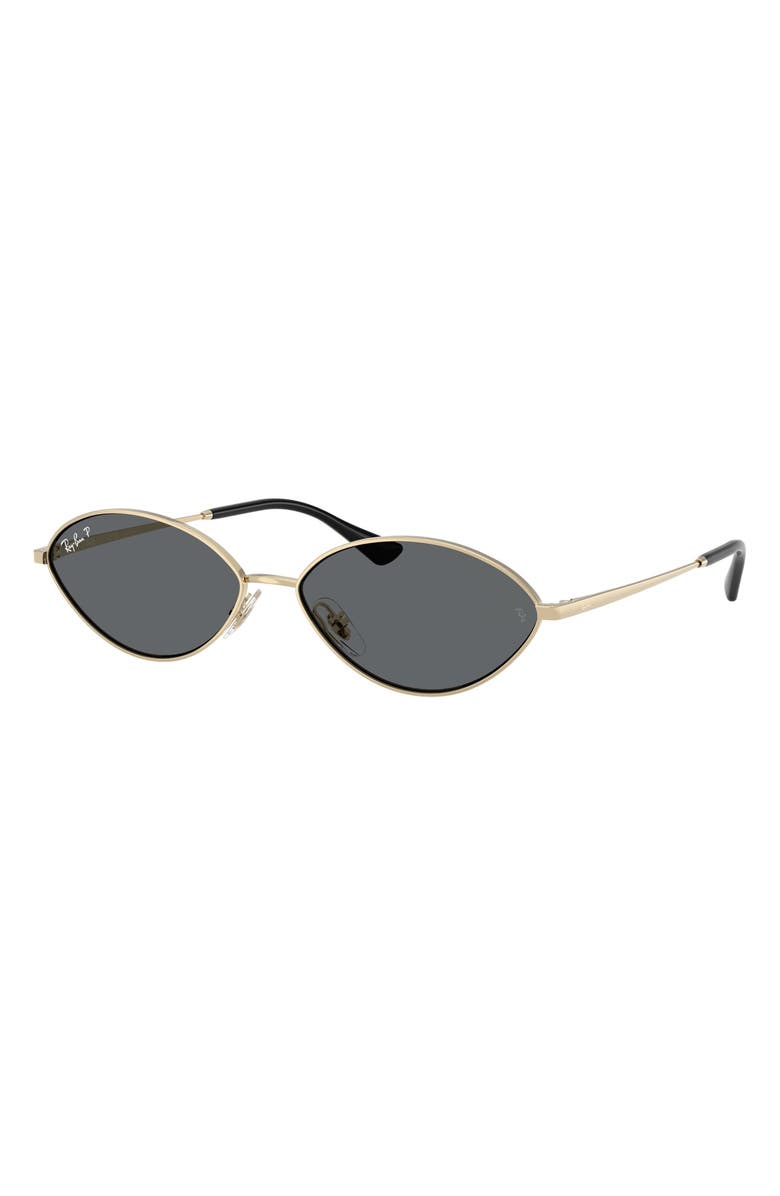 Ray-Ban Kai 59mm Polarized Oval Sunglasses, Alternate, color, Pale Gold / Dark Grey Polar