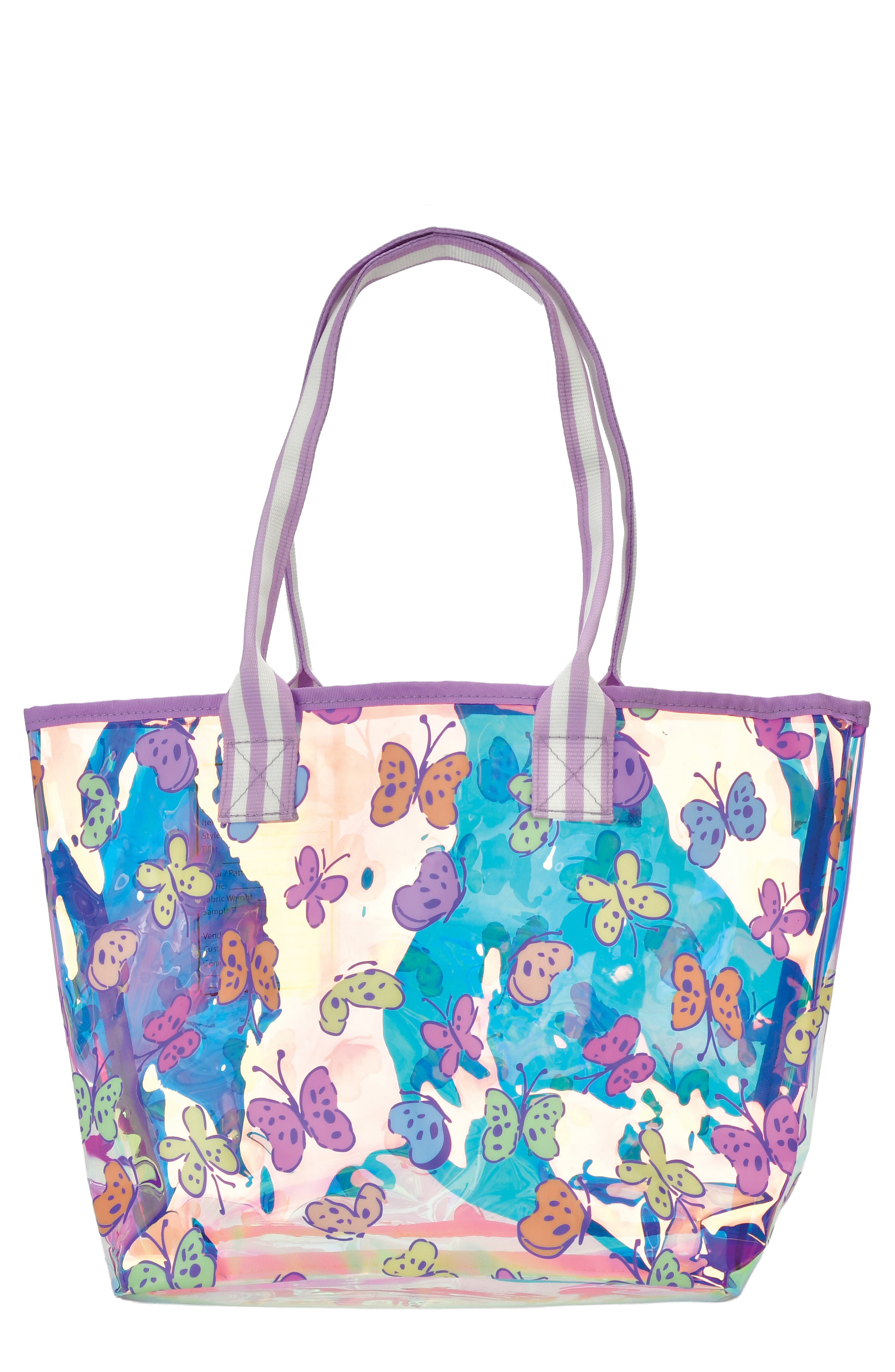 Iscream Kids
 Bright Butterflies Clear Tote, Main, color, Blue Multi
