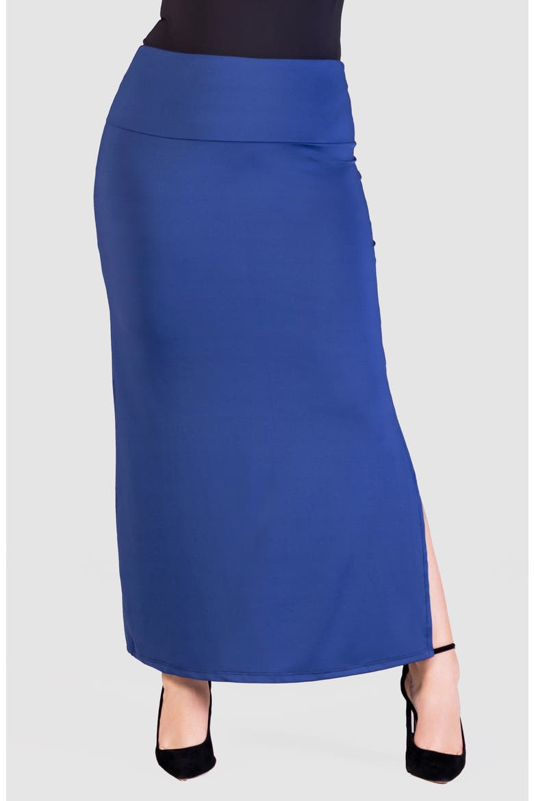Side Slit Knit Maxi Skirt, Main, color, NAVY
