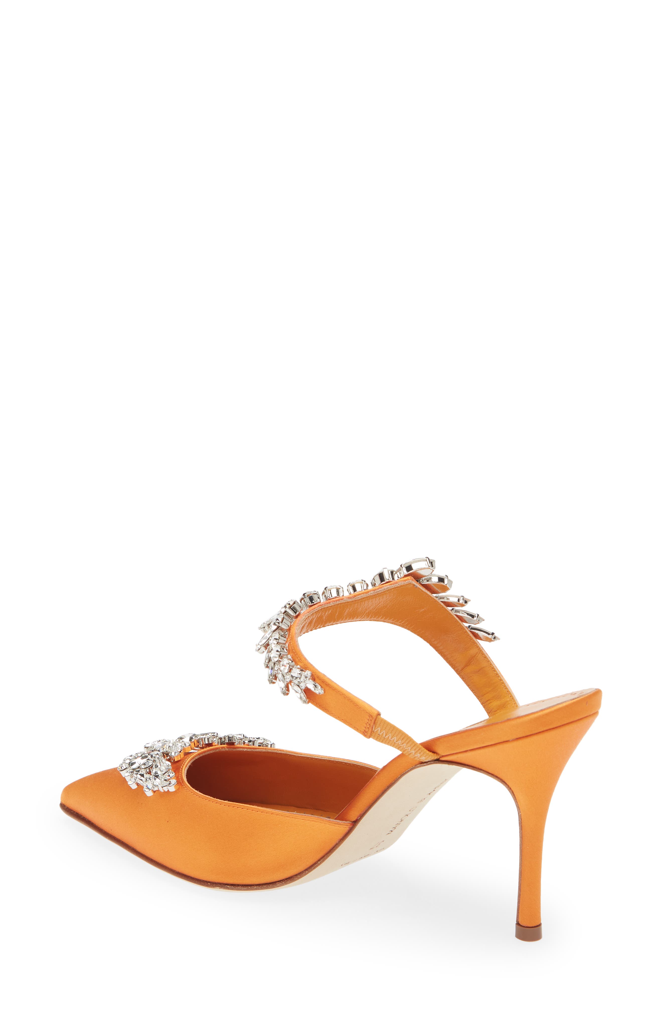 Manolo Blahnik Lurum Crystal Leaf Pointed Toe Mule, Alternate, color, 