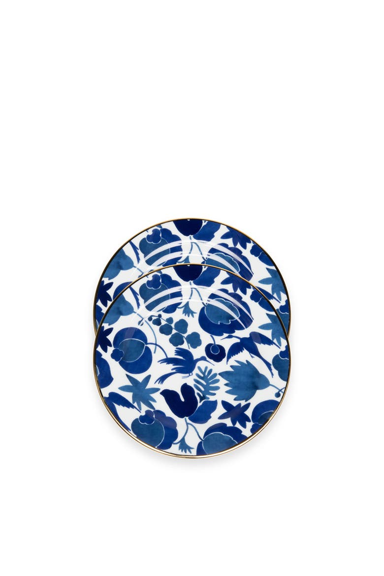 Dessert Plates Set Of 2, Main, color, Wildbird Blue/Bianco Blue