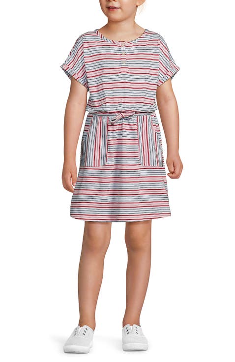 Girls Short Sleeve Henley Jersey Dress