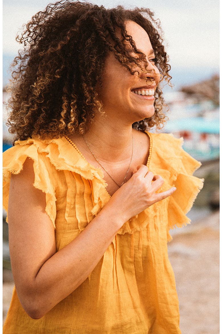 Brand Yosepha Ruffle Top, Alternate, color, MARIGOLD