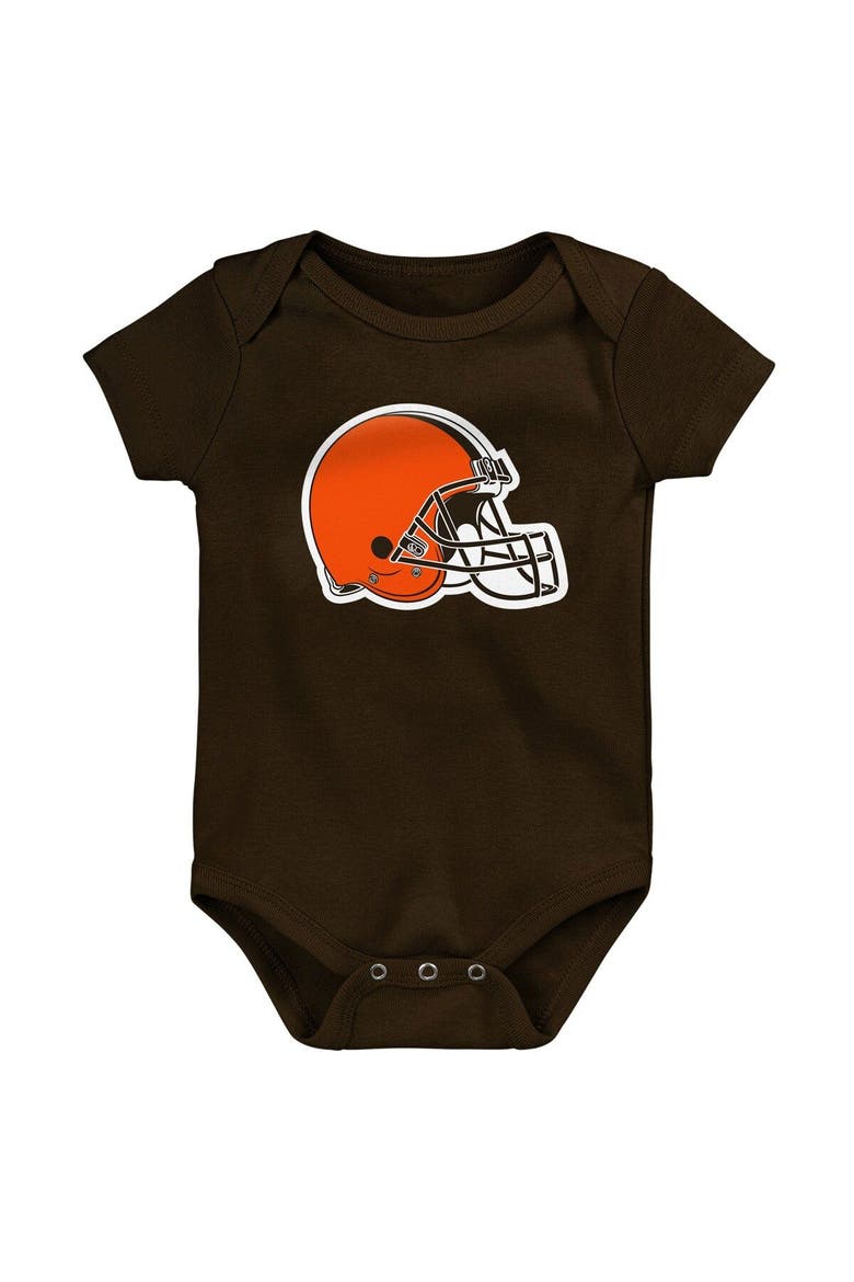 Infant Brown/Orange/Heathered Gray Cleveland Browns 3-Pack Game On Bodysuit Set, Alternate, color, Brown