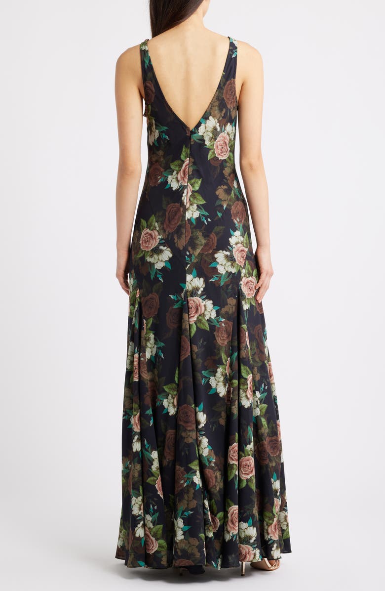 Lulus Helena Floral Maxi Cocktail Slipdress, Alternate, color, Black Floral