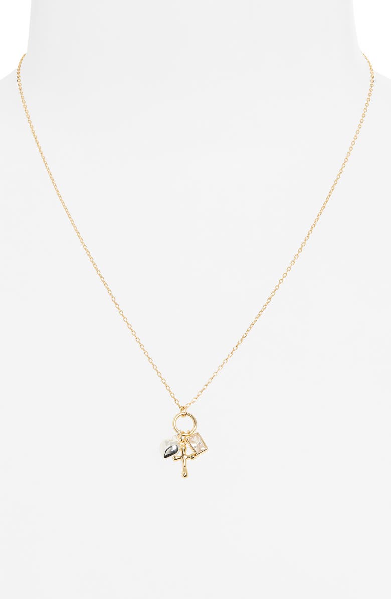 Argento Vivo Sterling Silver Cross Heart Charm Necklace, Alternate, color, Gold/ Silver