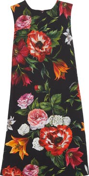 Dolce&Gabbana Floral Print Stretch Faille Shift Dress