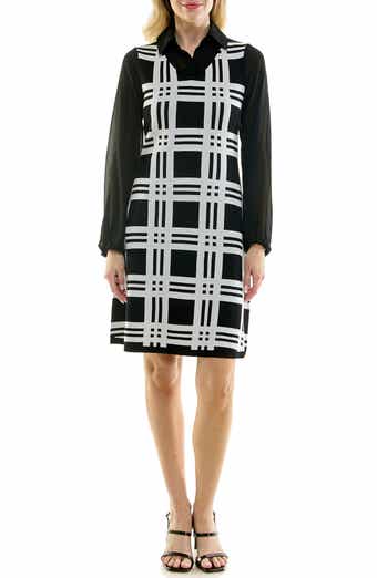 Jacquard Balloon Sleeve Sweater Dress