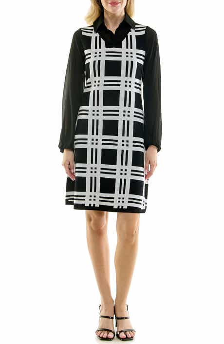Jacquard Balloon Sleeve Sweater Dress