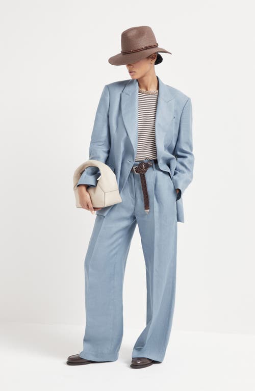 Brunello Cucinelli Loose Pleated Trousers In Avio Blue